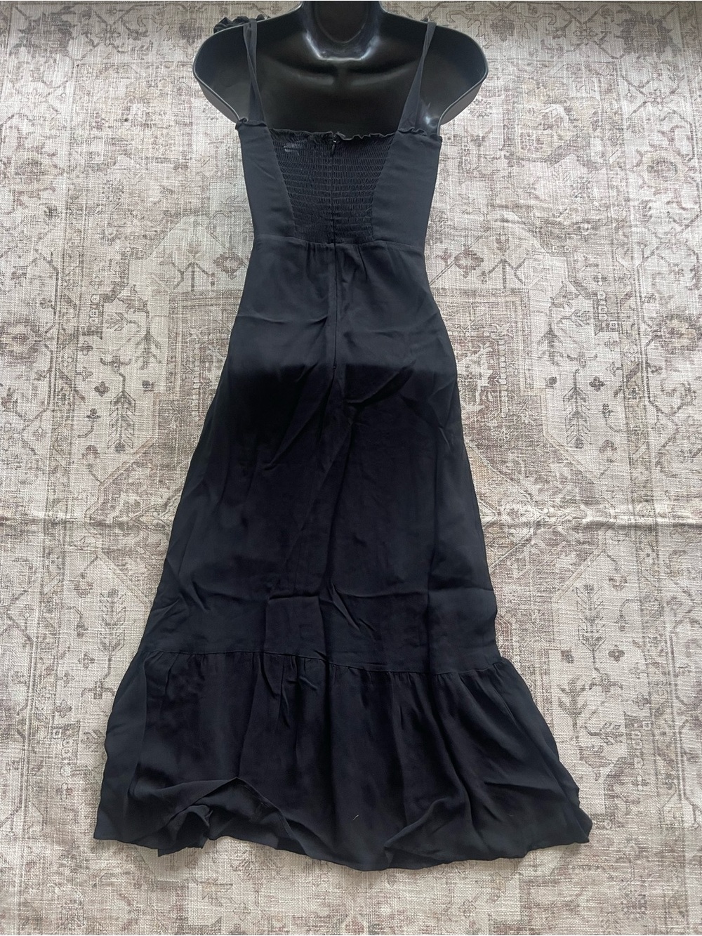 Reformation Black Nikita Midi Dress with Ruffled Hem & Sweetheart Neckline - Picture 5 of 10